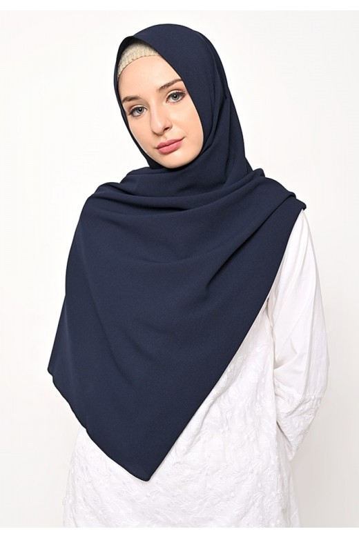 Pasmina Diamond Jahit Tepi Navy
